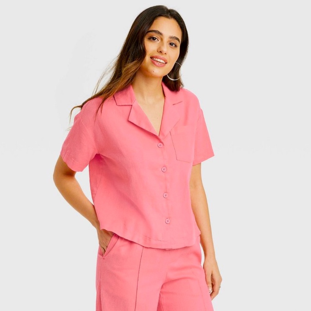 NWT A New Day Linen Camp Shirt